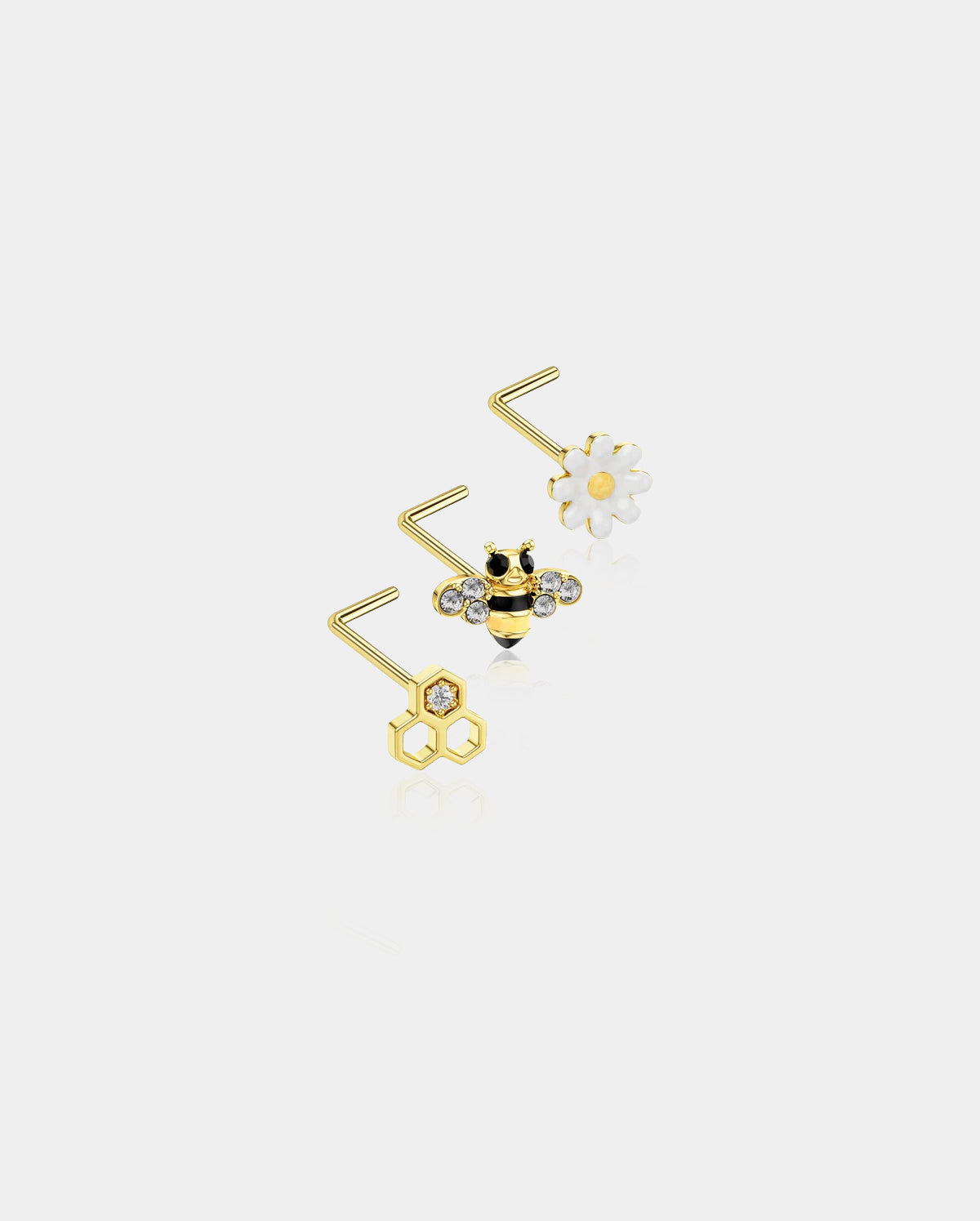 Honey Flower Bee Nose Stud Set