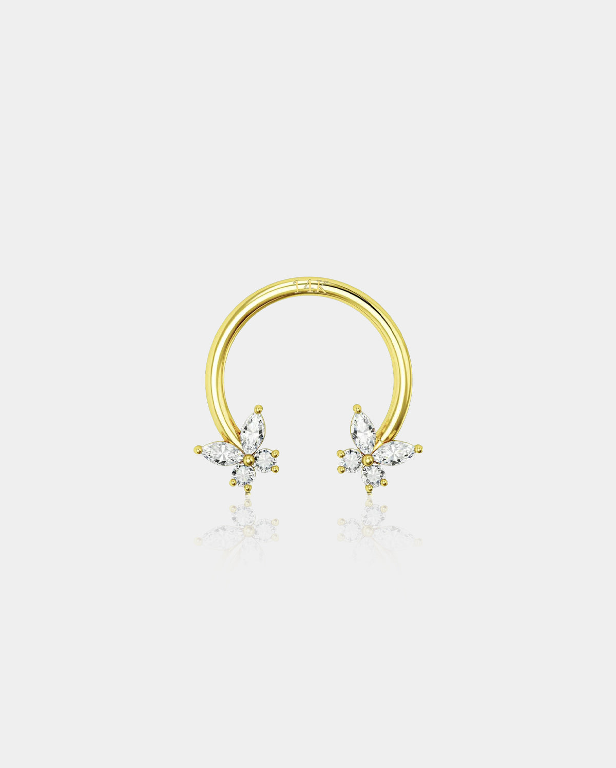 14K CZ Butterfly Horseshoe Septum Ring