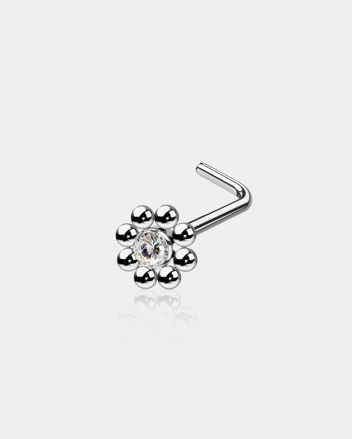 CZ Flower Titanium Nose Stud