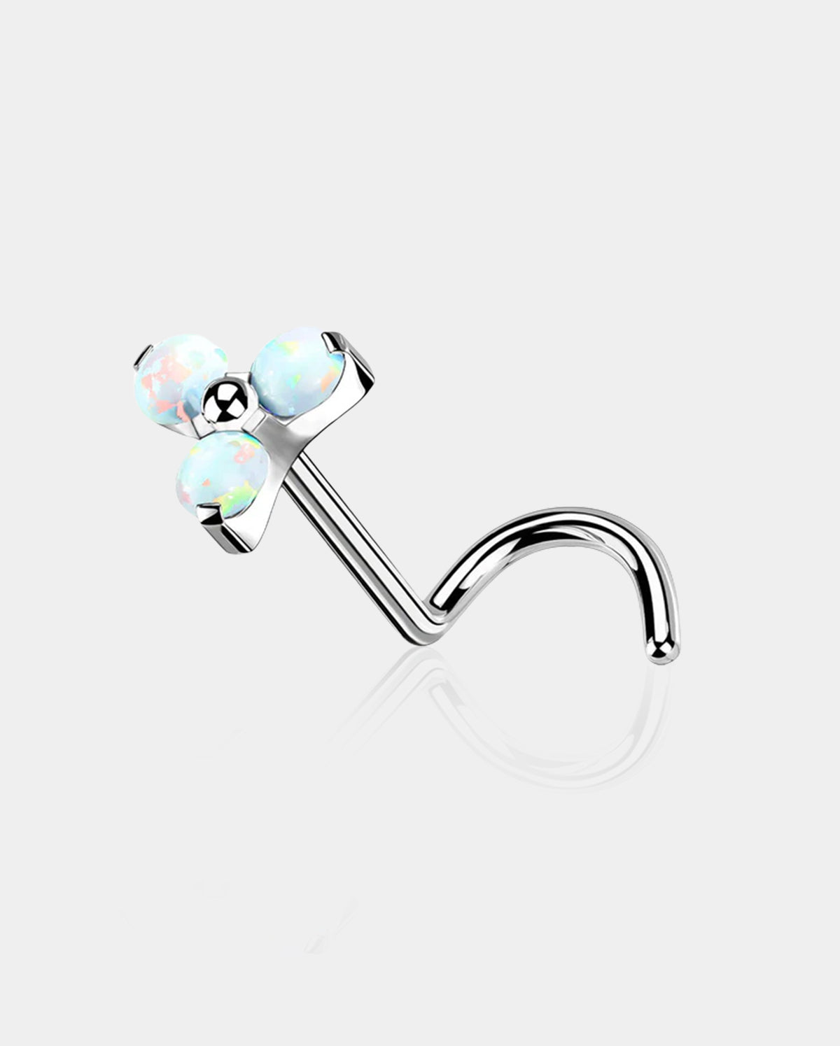Three Opal Titanium Threadless Nose Stud