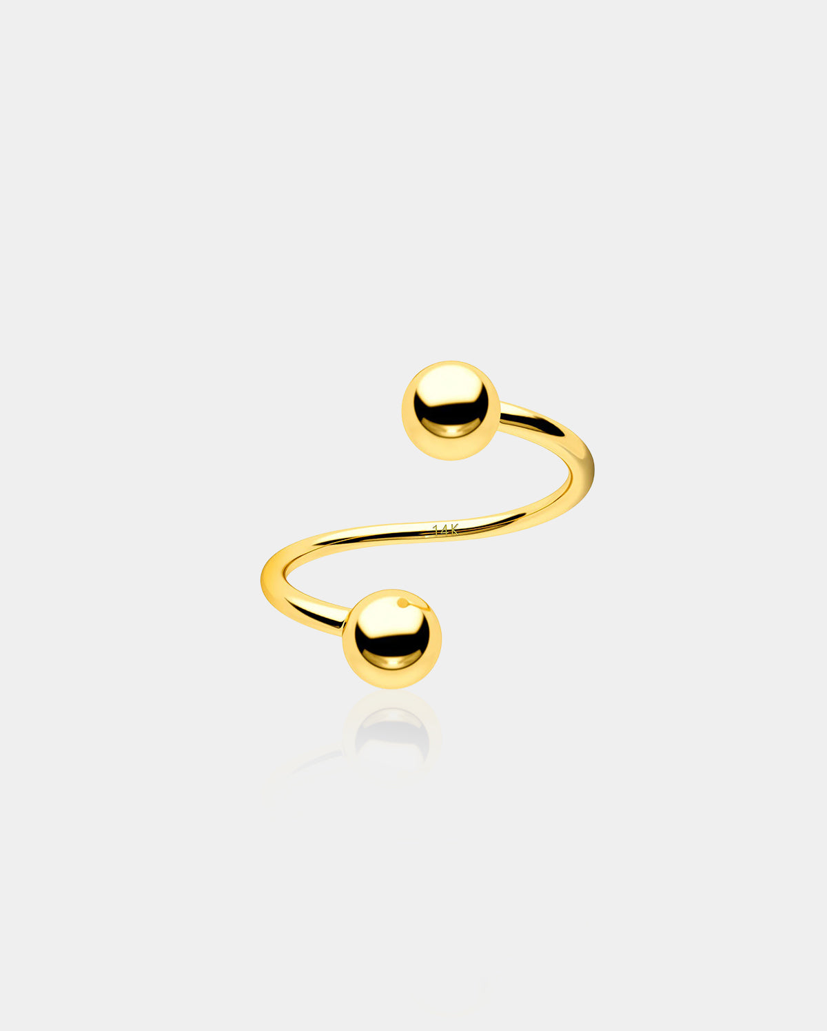 14K Gold Spiral S-Shaped Cartilage Earring