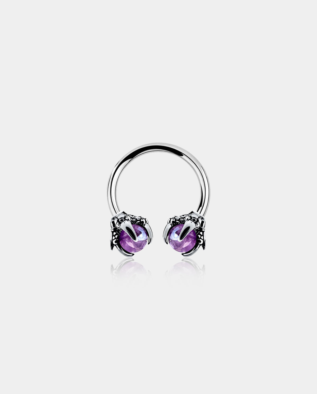 Amethyst Dragon Claw Horseshoe Septum Ring