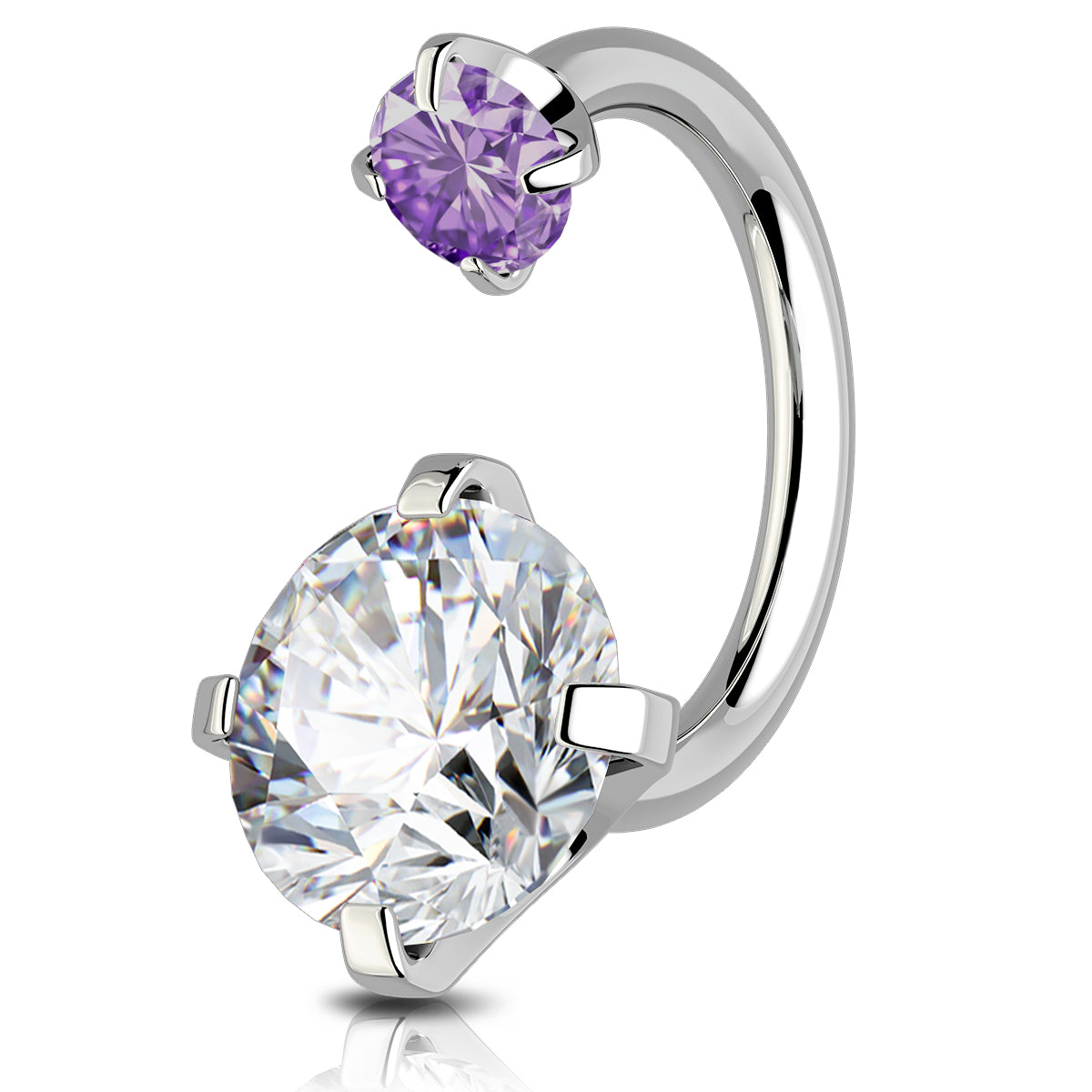 CZ Horseshoe Internally Threadless Cartilage Ring