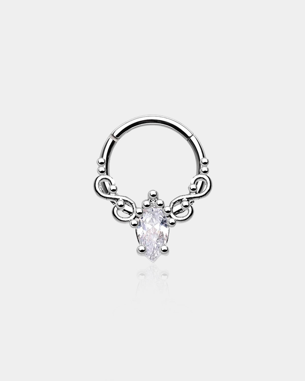Oval Crystal CZ Segment Septum Ring