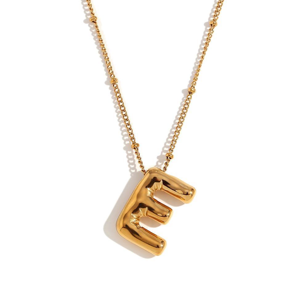 Bubble Chunky Initial Letter Pendant Necklace