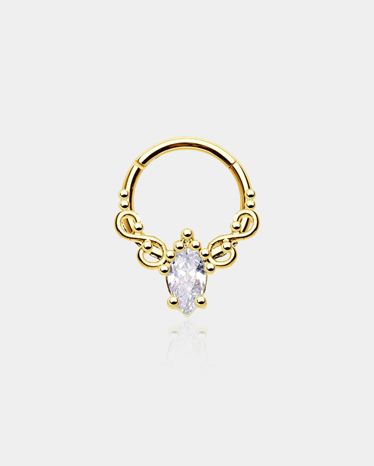 16G oval cristal CZ segmento septum anillo y pendiente de