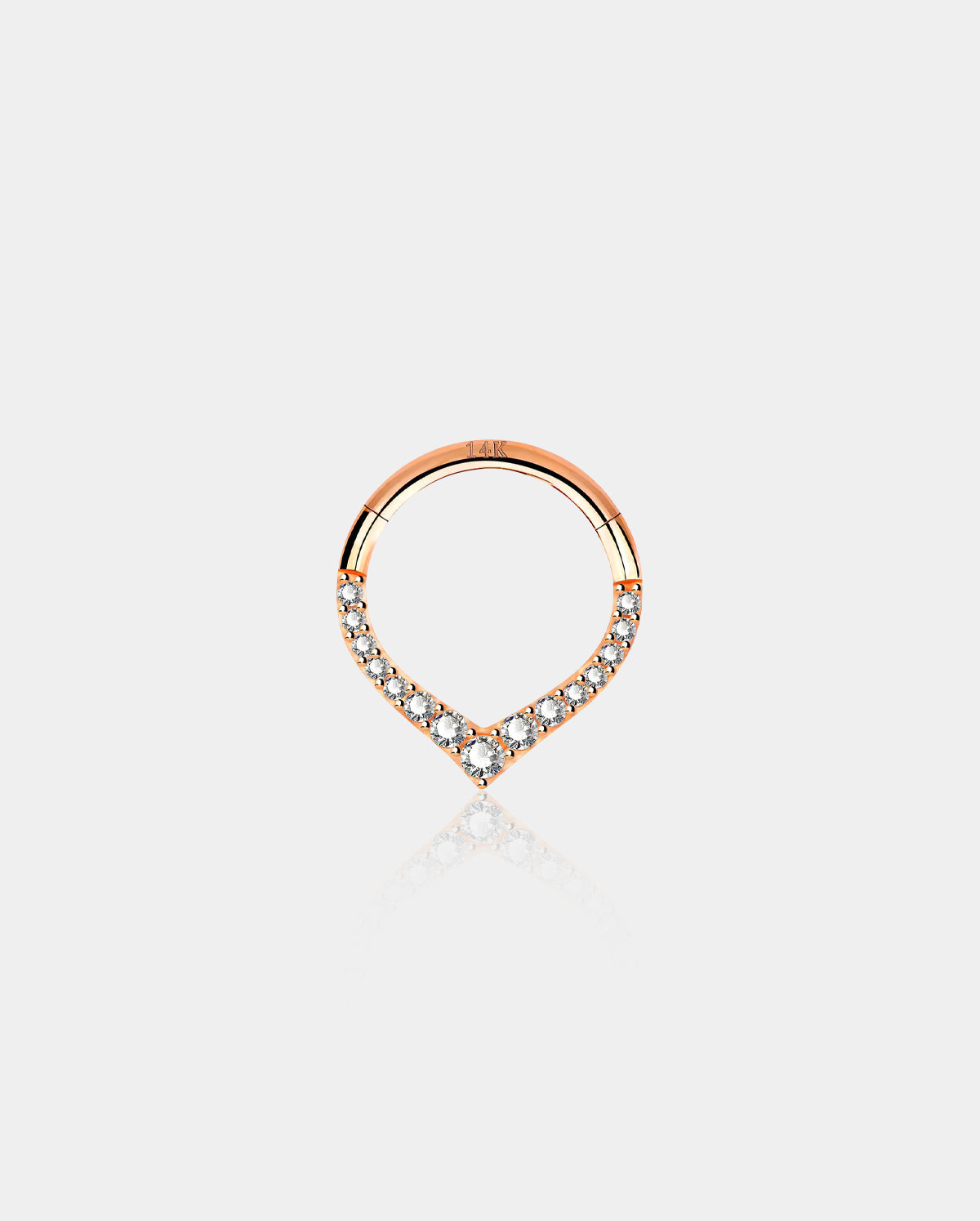 14K Rose Gold CZ V Shape Segment Septum Ring