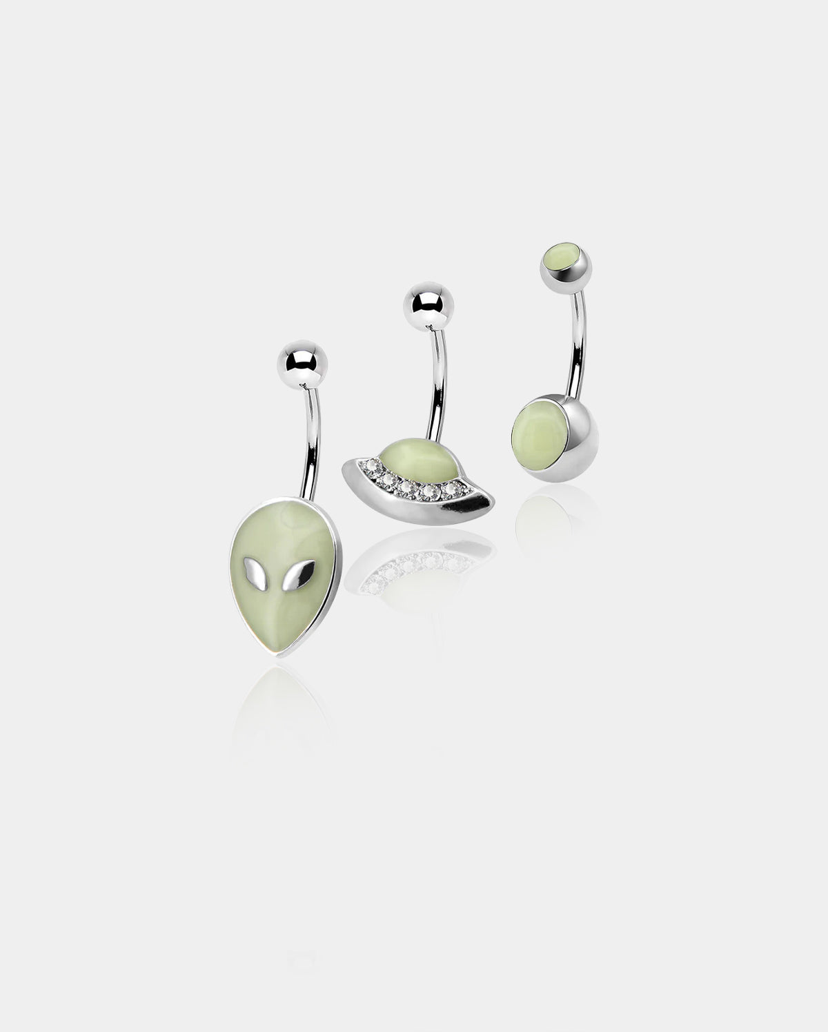 3PCS Alien Glow Dark Belly Rings