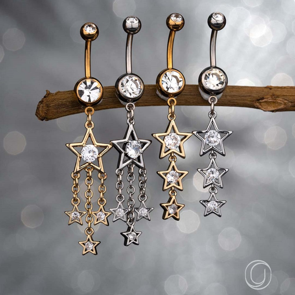 Star Belly Rings Dangle Belly Button Rings Belly Rings -   Belly  button piercing jewelry, Body jewelry belly rings, Belly button jewelry