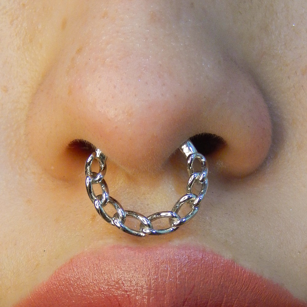 16G Chain Style Hinged Segment Septum Ring