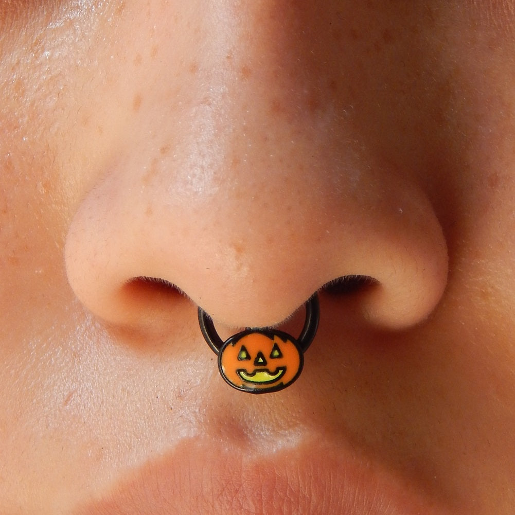 16G Cute Pumpkin Lamp Septum Piercing Ring