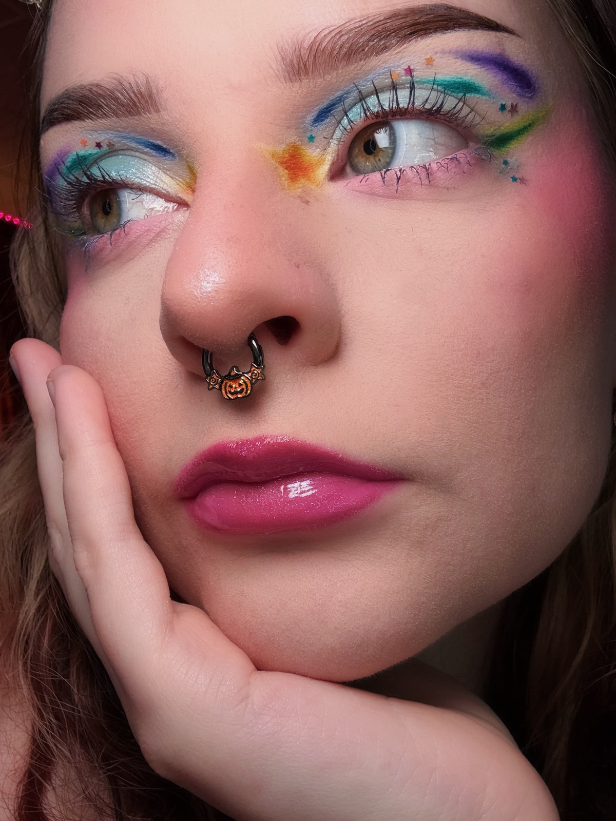 Pumpkin Glitter Star Septum Ring