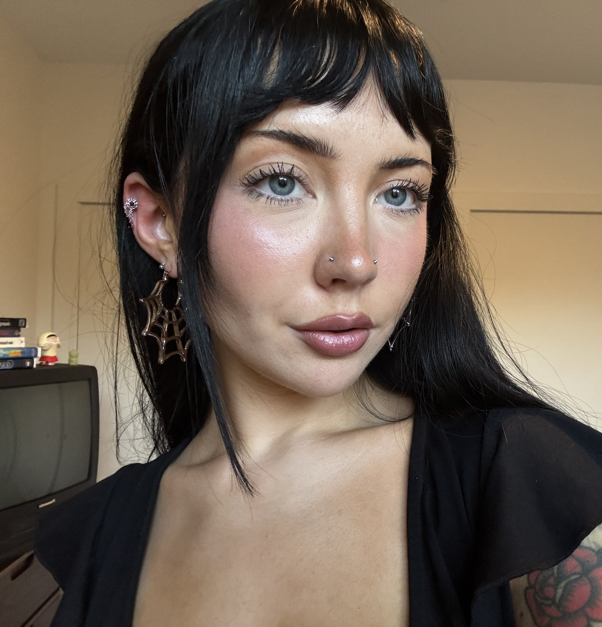 16G ataúd negro labio anillo 8mm labio Stud