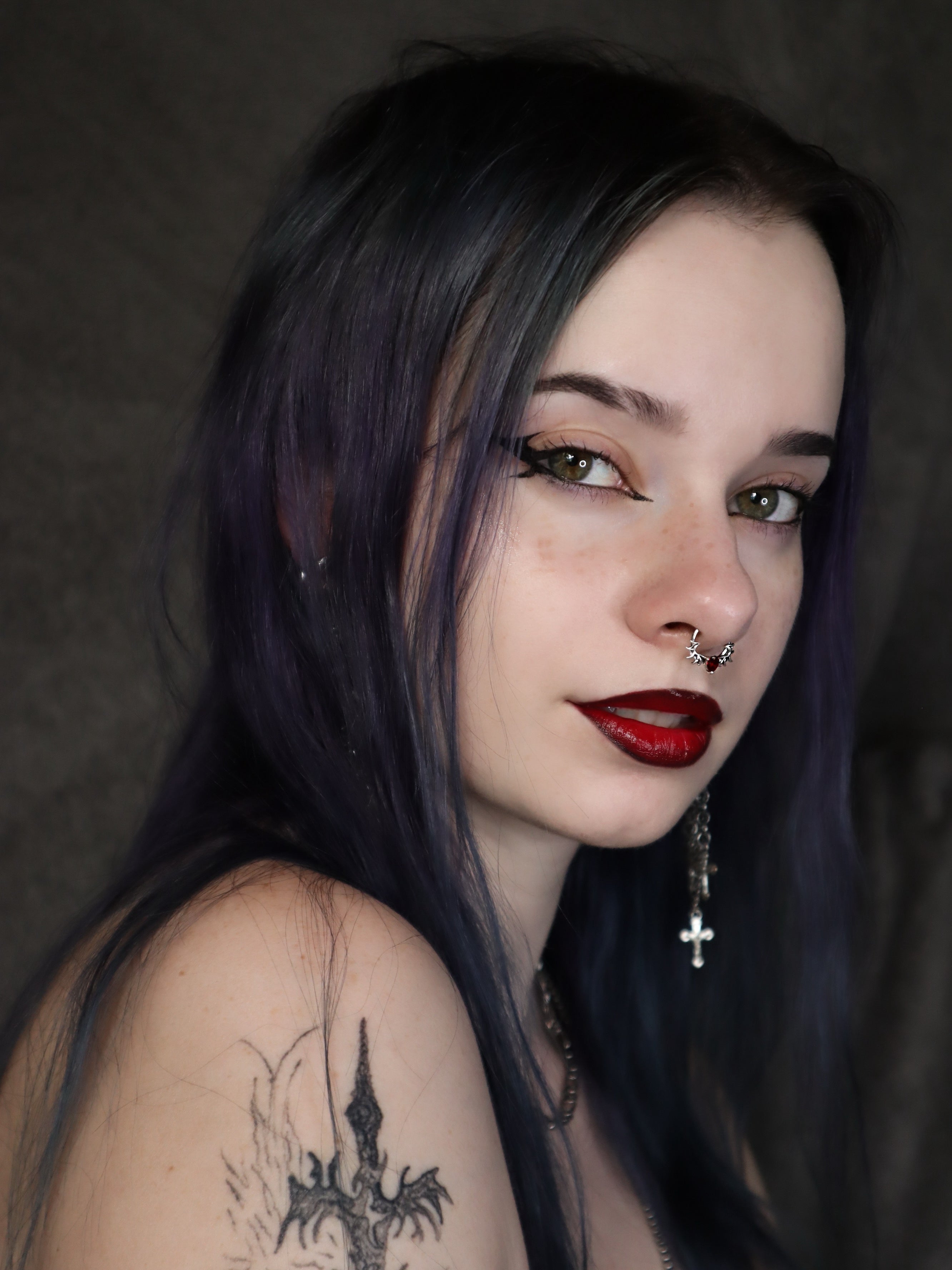 Red Heart Wings Daith Septum Ring