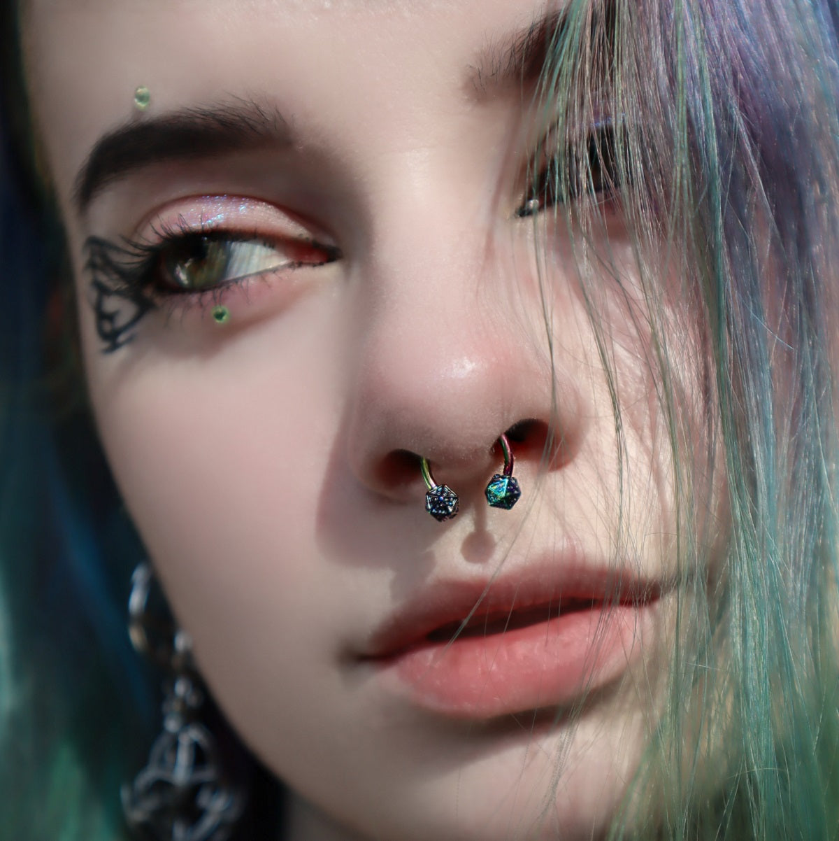 DND Dice Internally Threaded Horseshoe Septum Ring