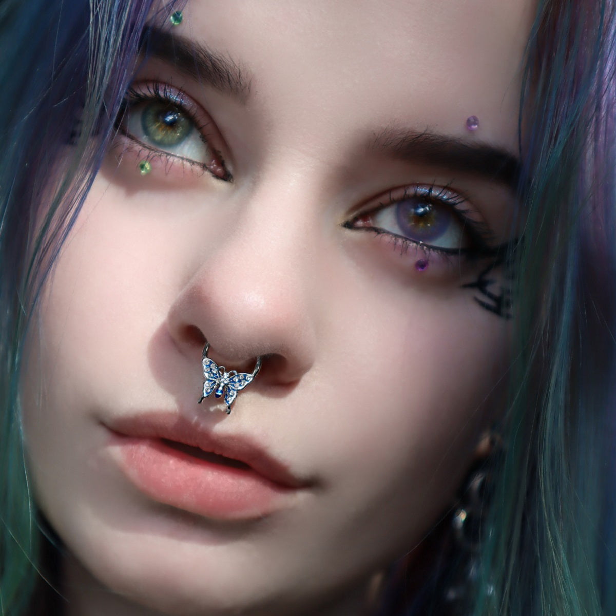 16G Rainforest Butterfly Hinged Segment Septum Rings