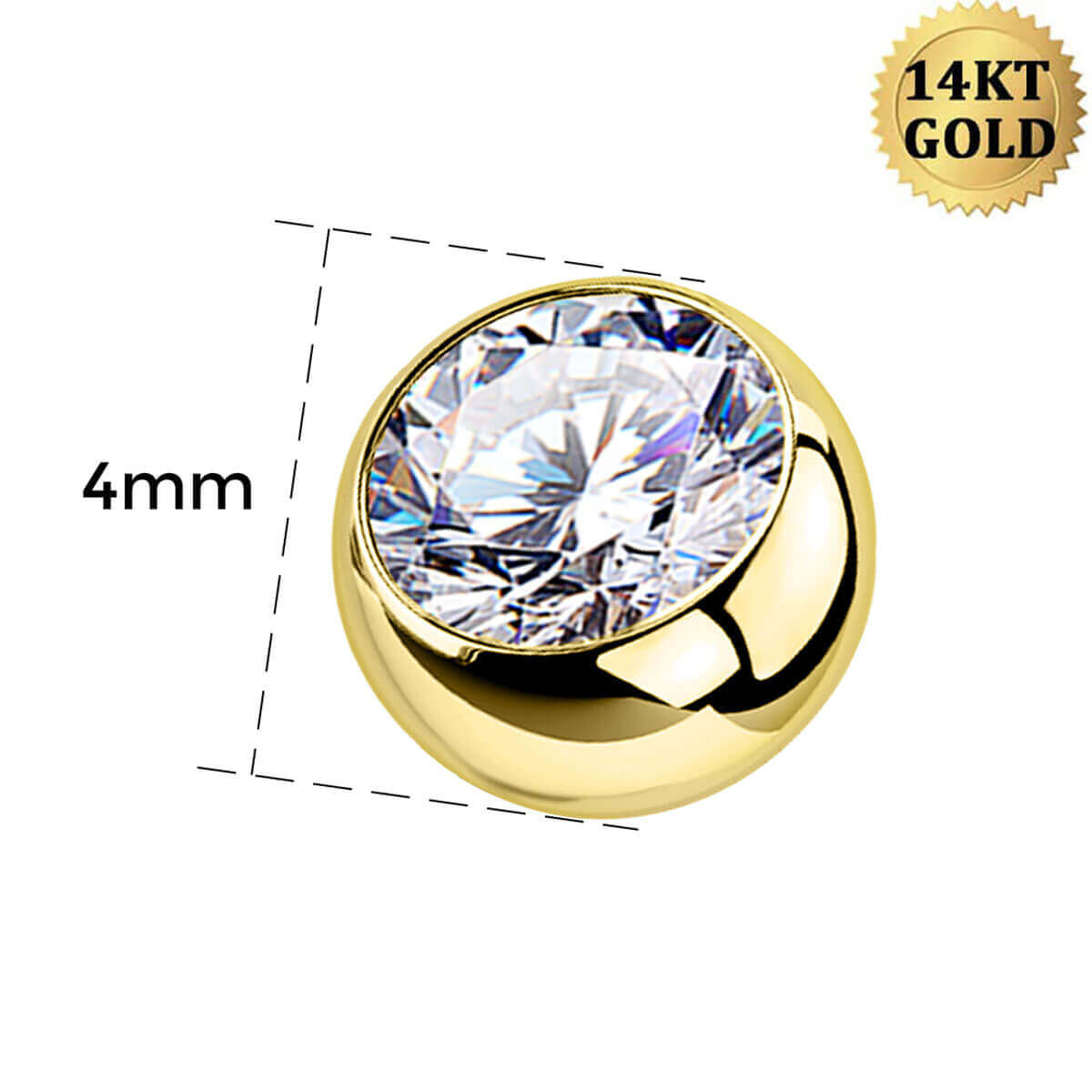 14K oro CZ bola 14G anillos del vientre 14G CZ bola