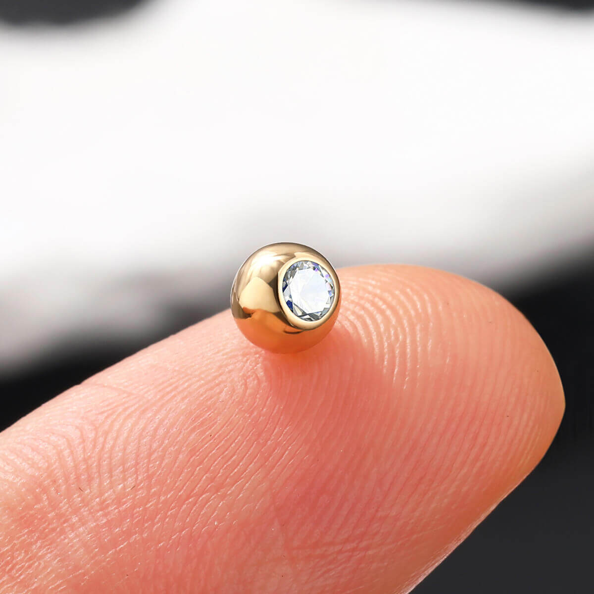 14K oro CZ bola 14G anillos del vientre 14G CZ bola