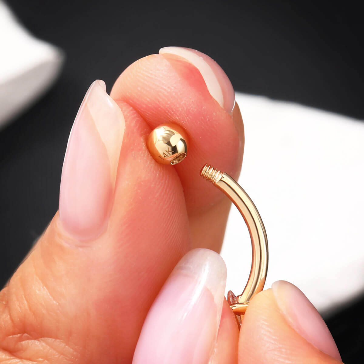 14K oro CZ bola 14G anillos del vientre 14G CZ bola