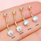 14K Gold Belly Ring 14G Round CZ Diamond Belly Button Ring