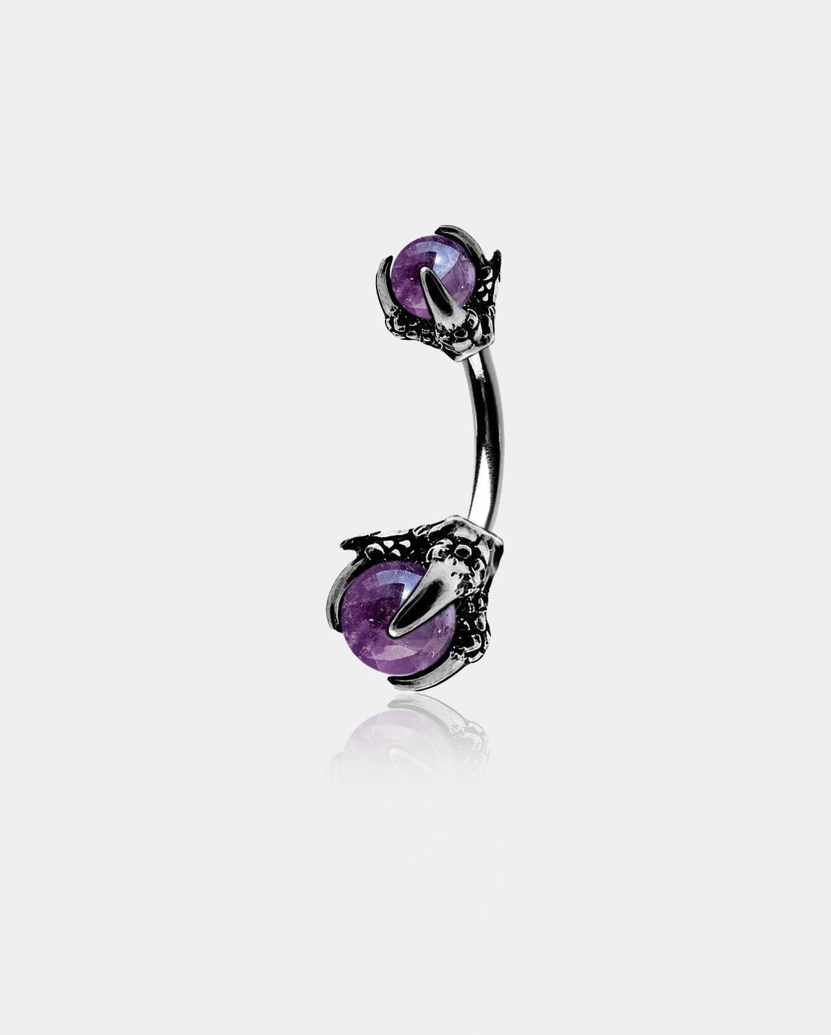14G Three Dragon Claw Hand with Gem Ball Belly Ring - OUFER BODY JEWELRY 