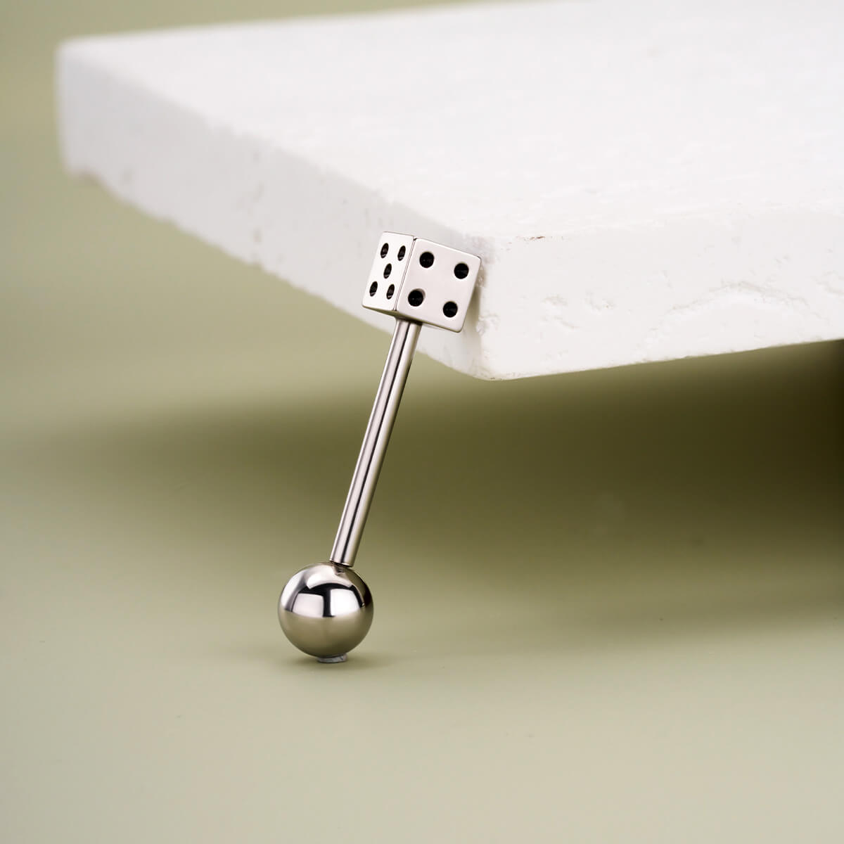 stainless steel dice tongue piercing
