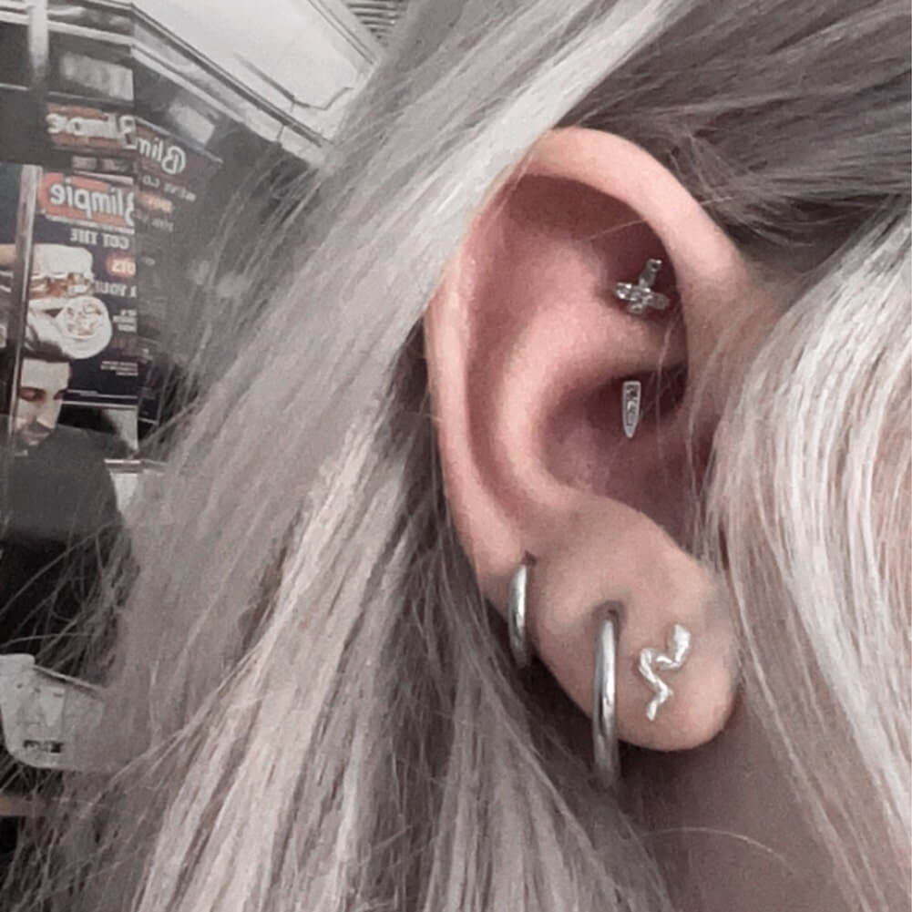Sword Dagger CZ Rook Earring
