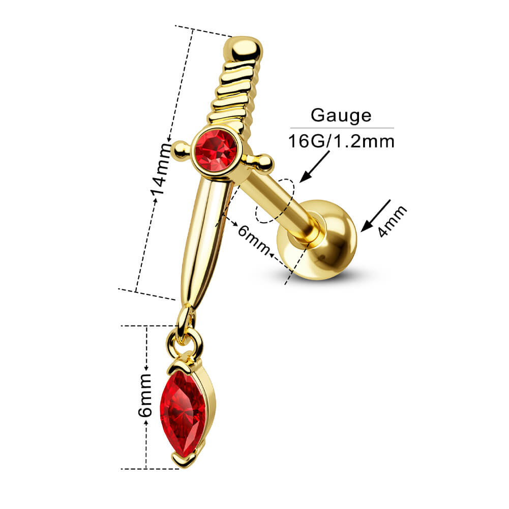 16g sword cartilage earring