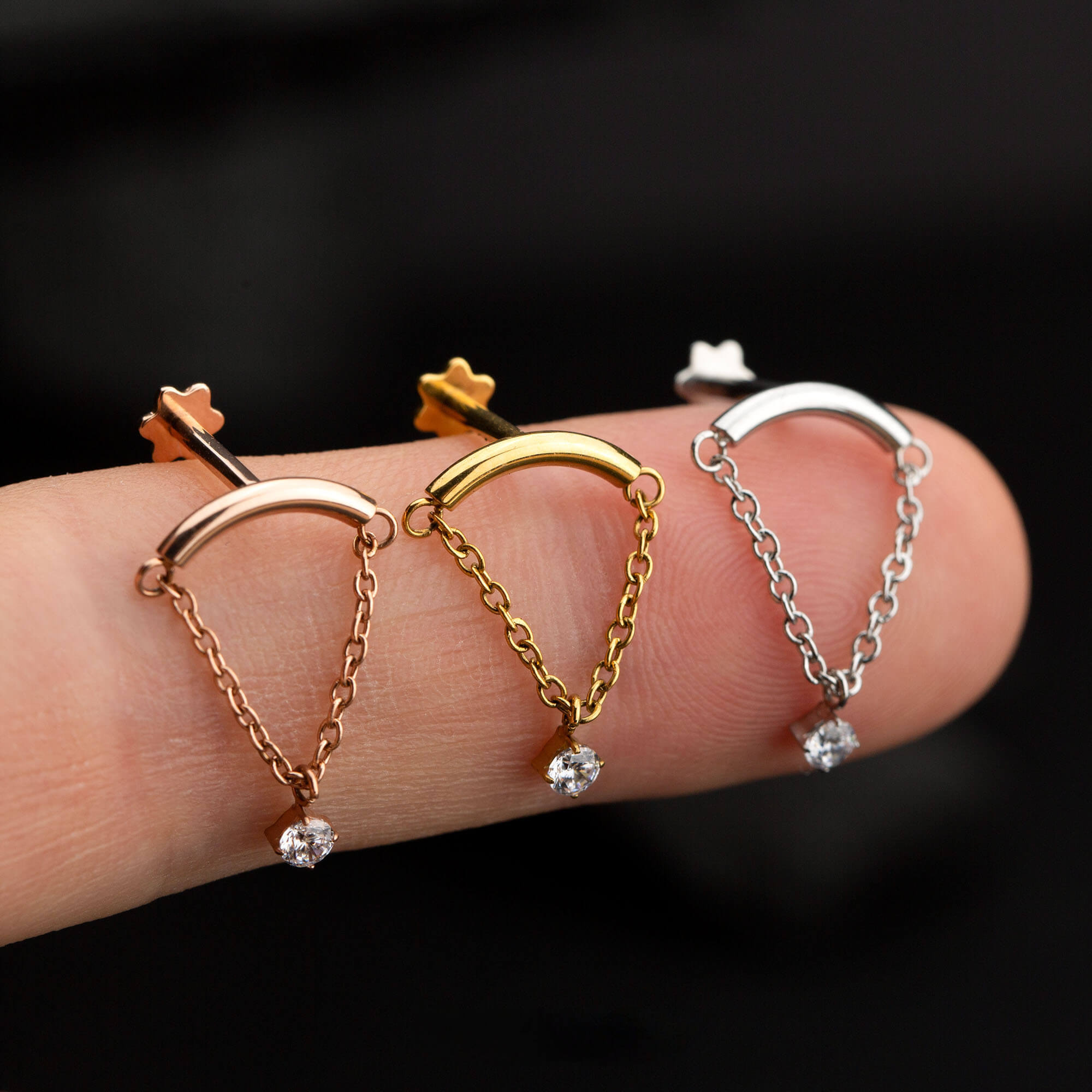 Floating Hidden Helix Piercing Jewelry Internally Threaded Flower Back ...