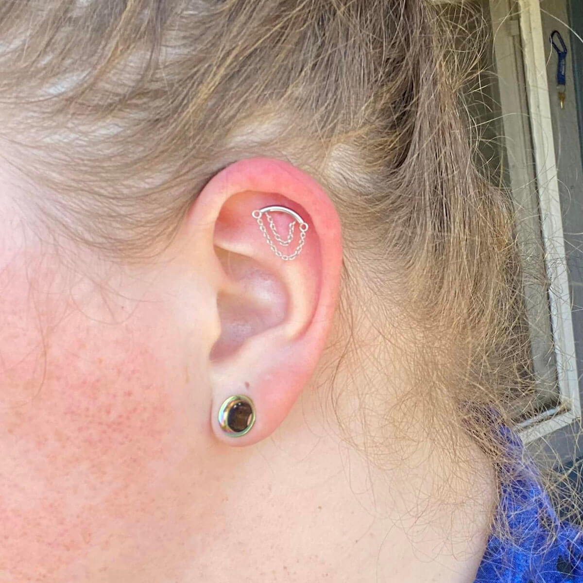 Double Chain Internally Threaded Cartilage Stud