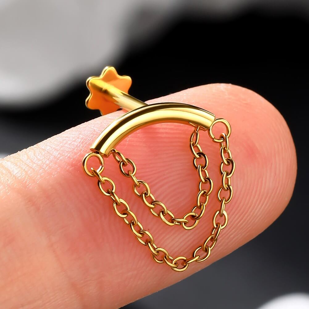 gold cartilage chain earring