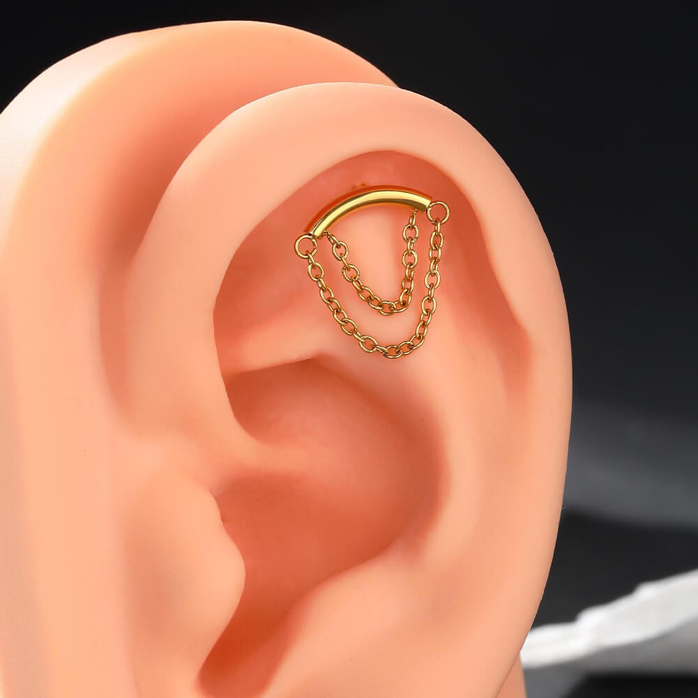 internally threaded chain cartilage earring