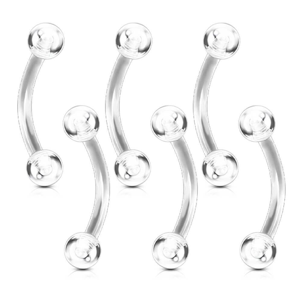 20-Piece 16g 5/16" Clear Acrylic Ball Eyebrow Ring Set – Surgical Steel 316L