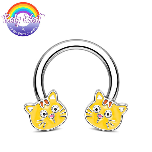 Oufer X Roly Dummy Cat Face Horseshoe Septum Ring