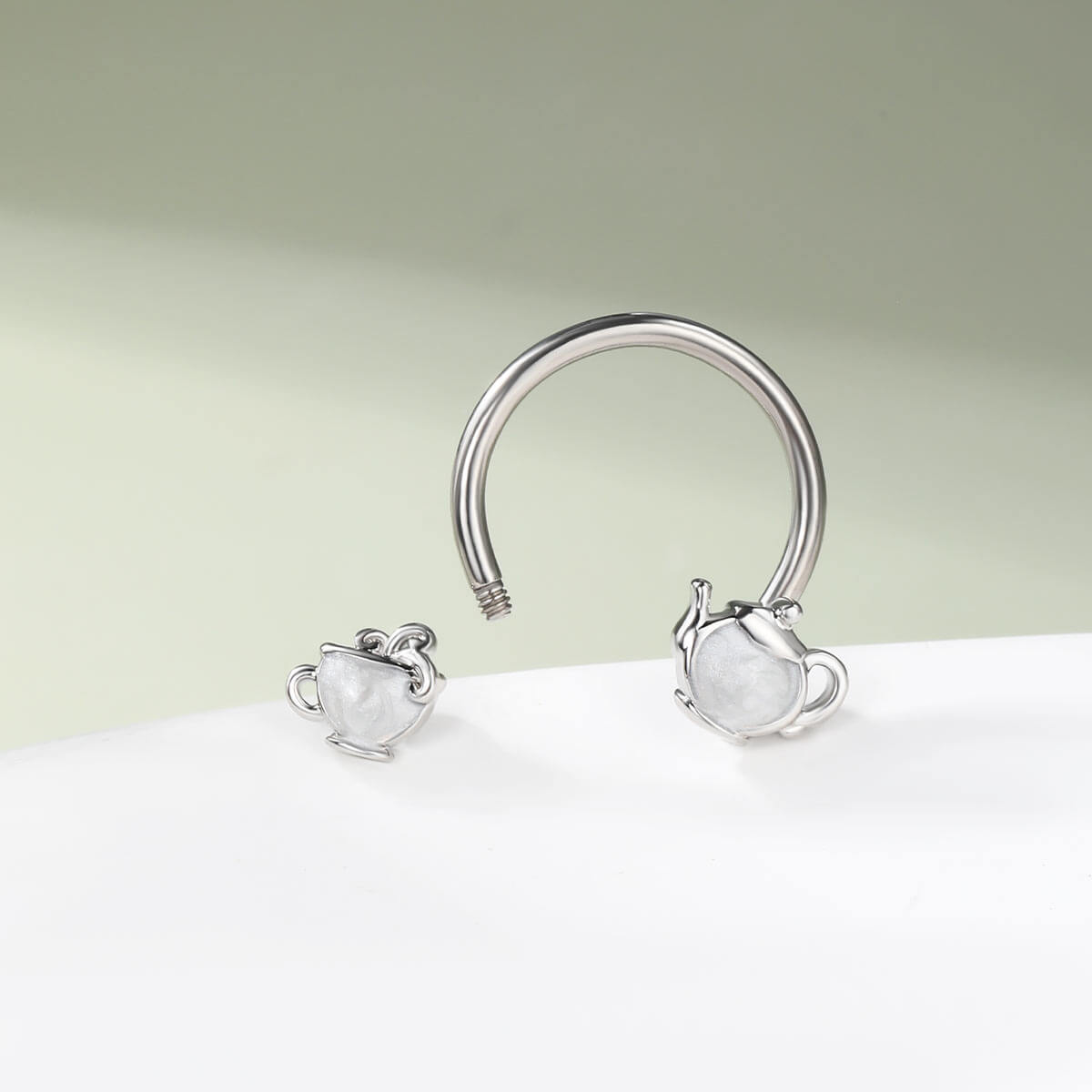 Oufer X Roly Enamel Teapot Set Horseshoe Septum Ring