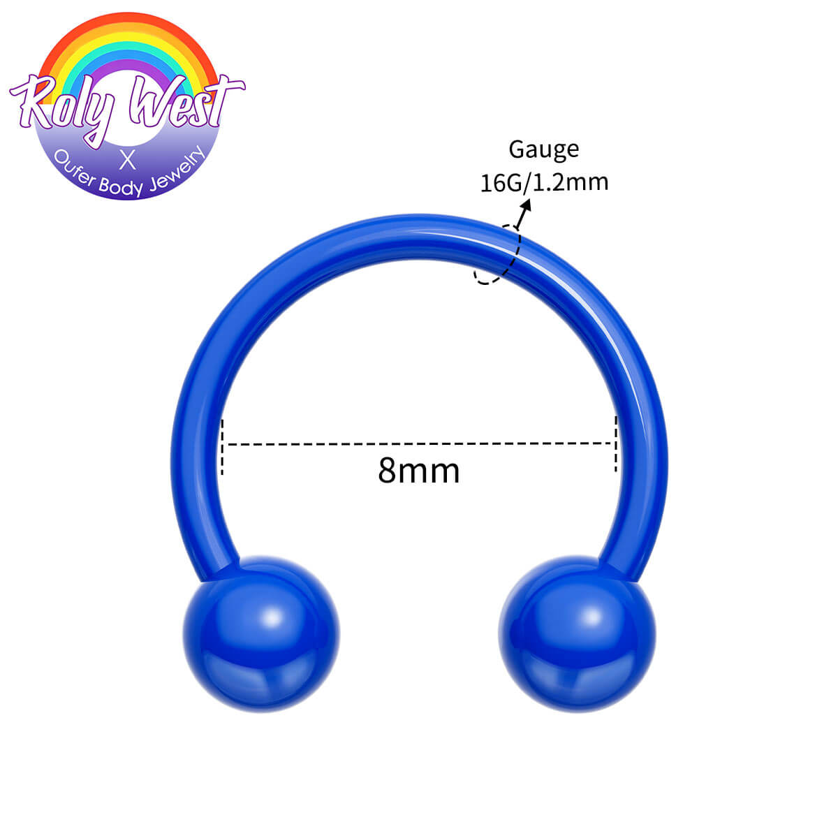 16g rainbow septum ring horseshoe