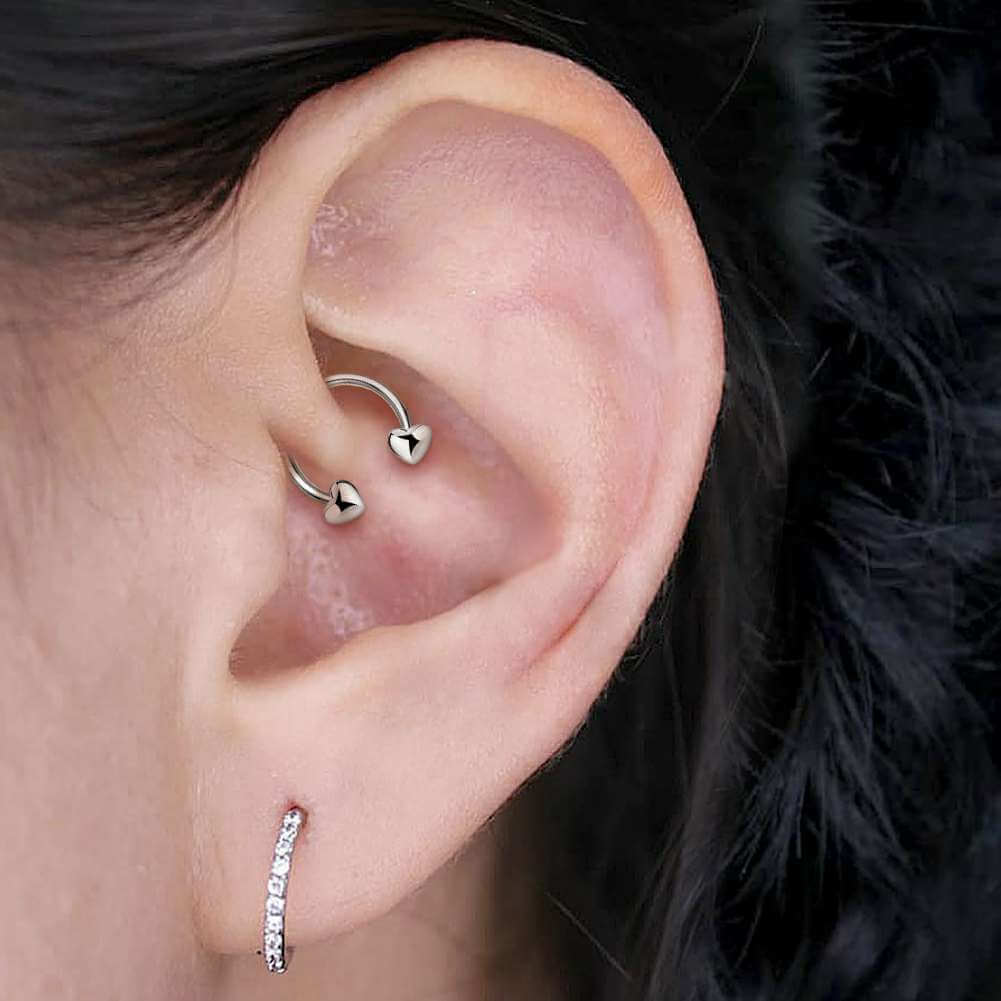 16G Heart Shape Ends Horseshoe Septum Ring