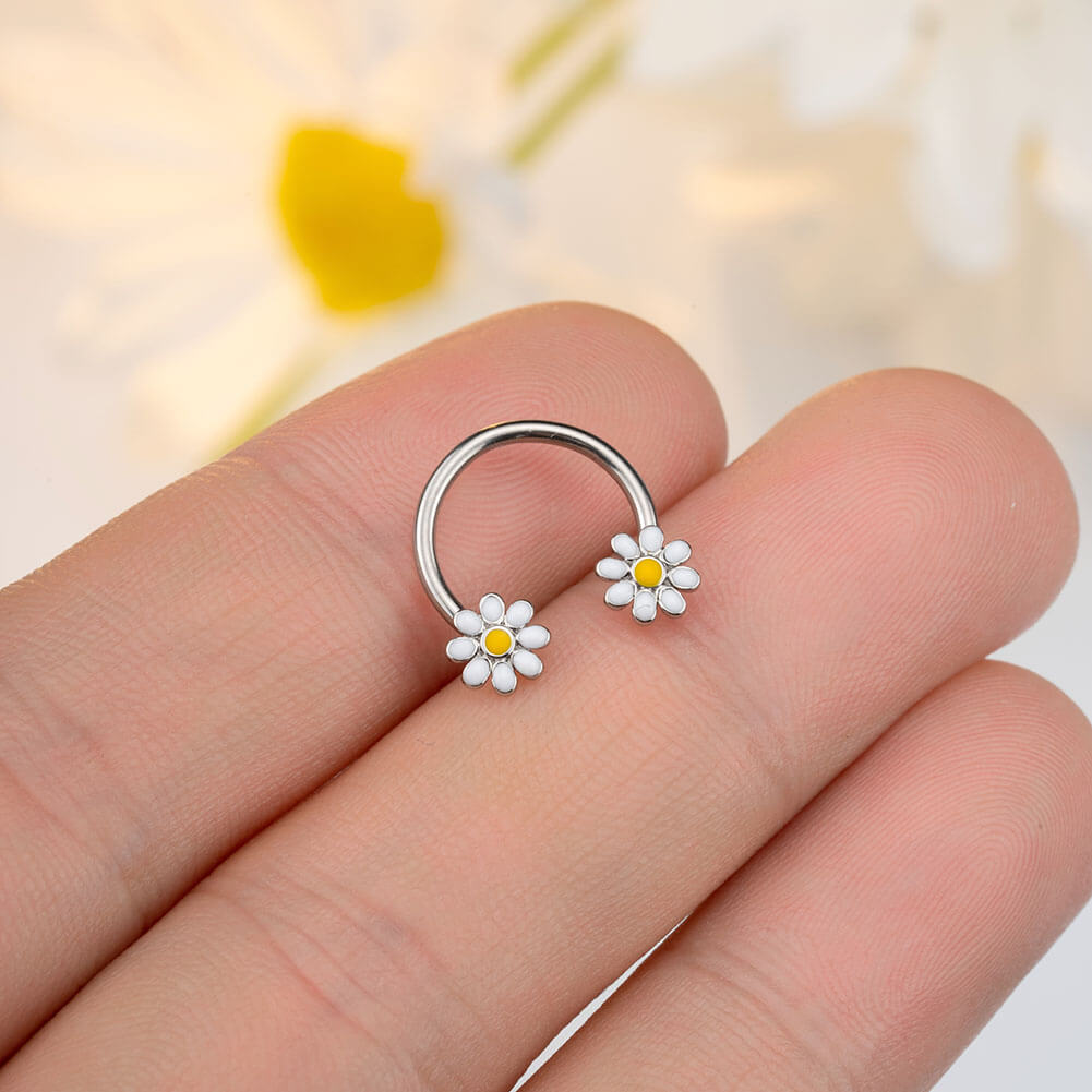 16G Daisy Horseshoe Septum Rings Daith Earrings