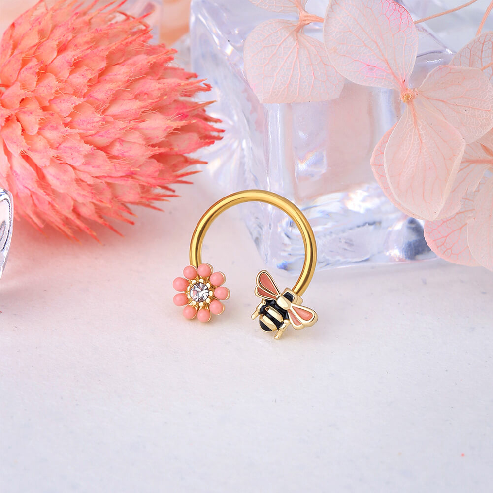 oufer bee and flower septum ring