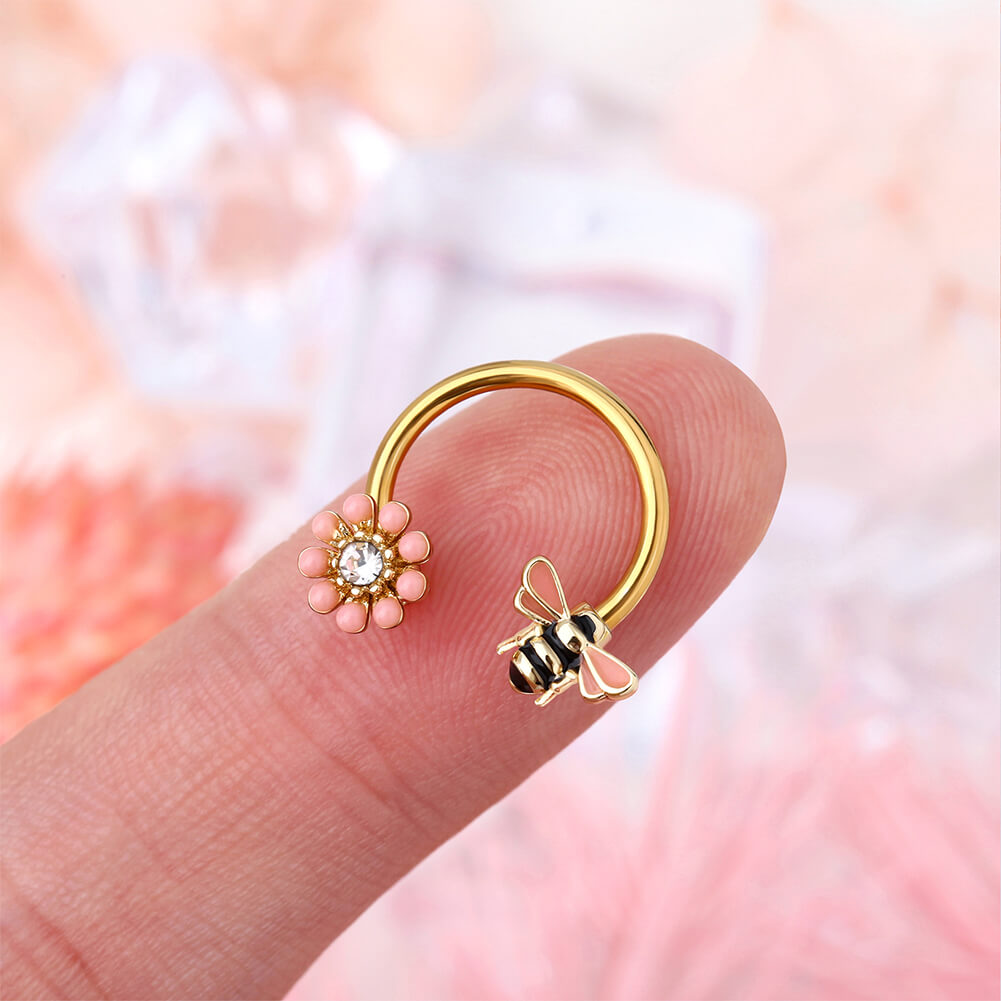 oufer bee and flower septum ring