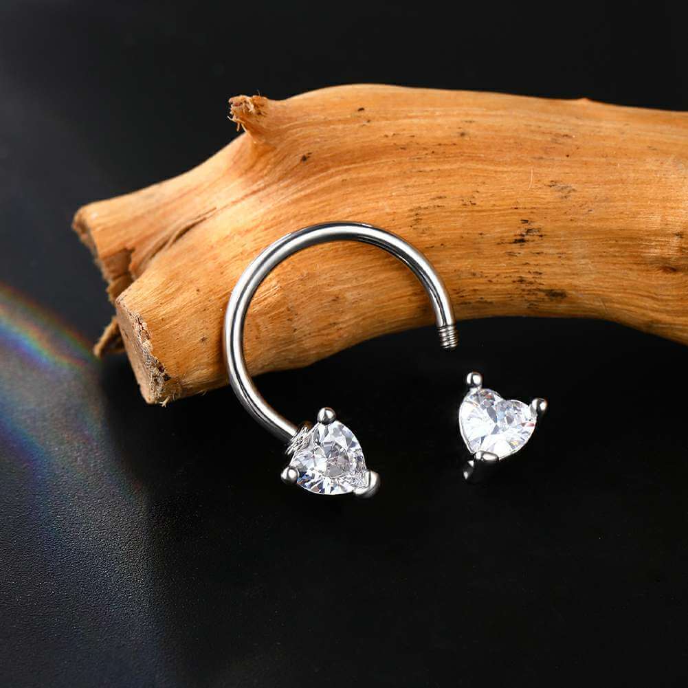 CZ Heart Horseshoe Septum Ring