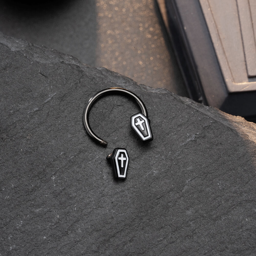 black coffin horseshoe septum ring 