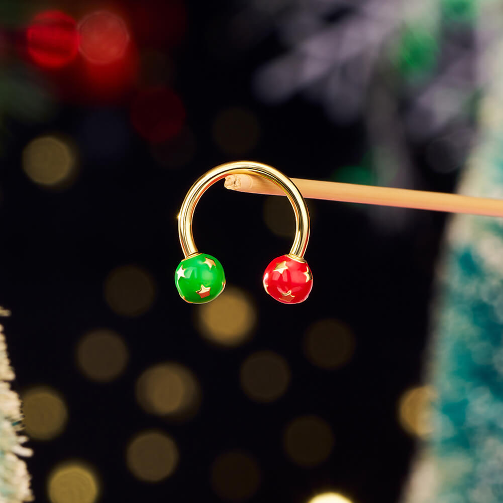 red and green internally threaded septum ring