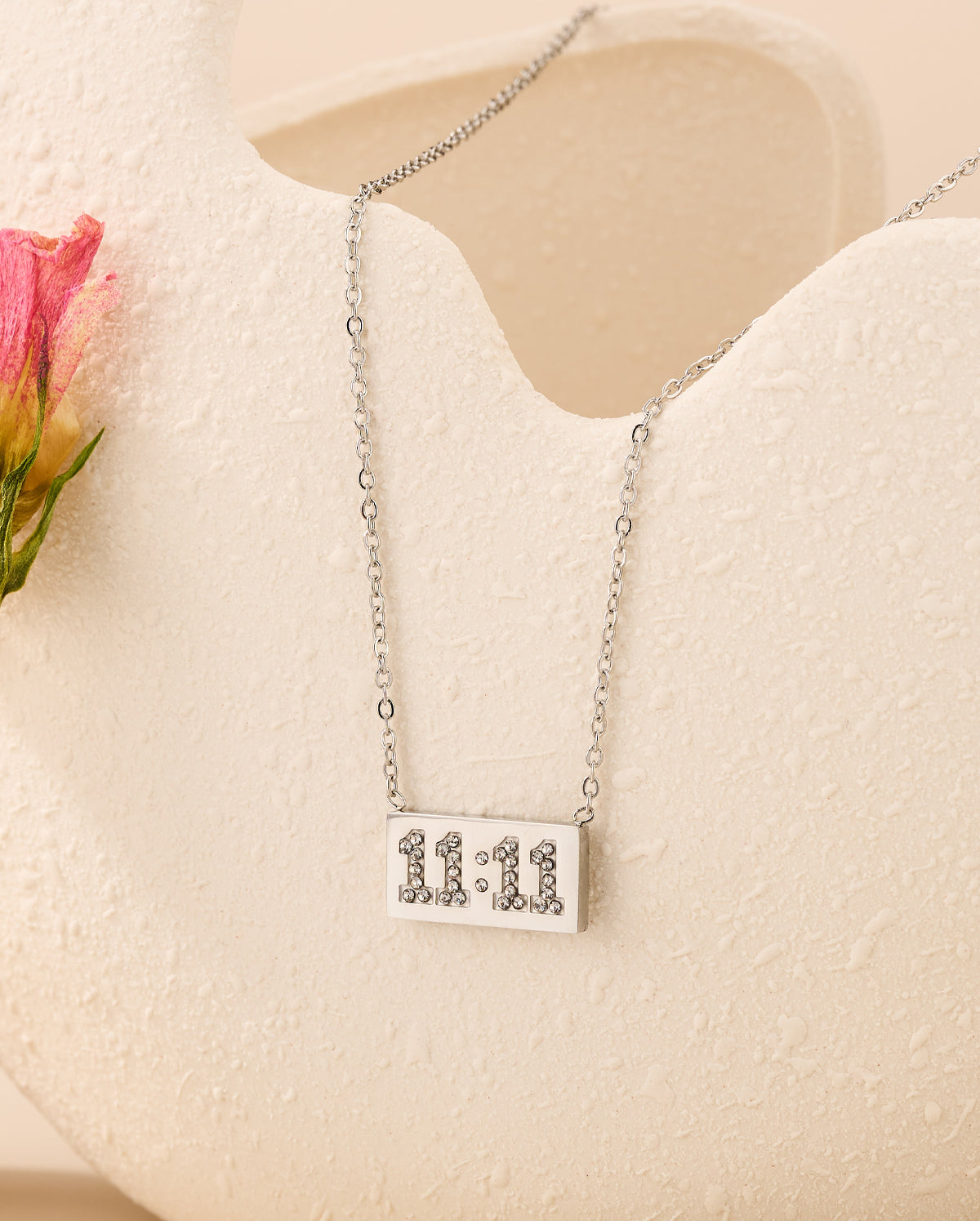 silver cz letter necklace