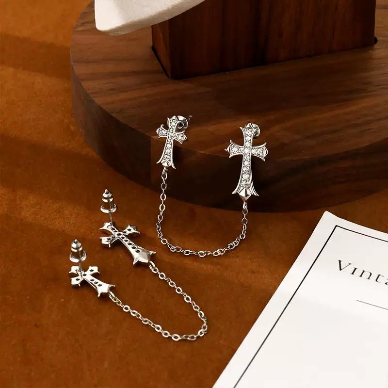 long chain cross earring