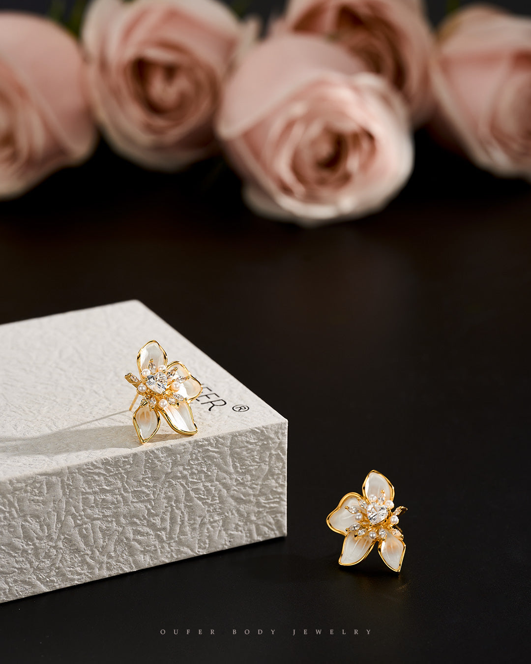  Enamel Flower Stud Earrings