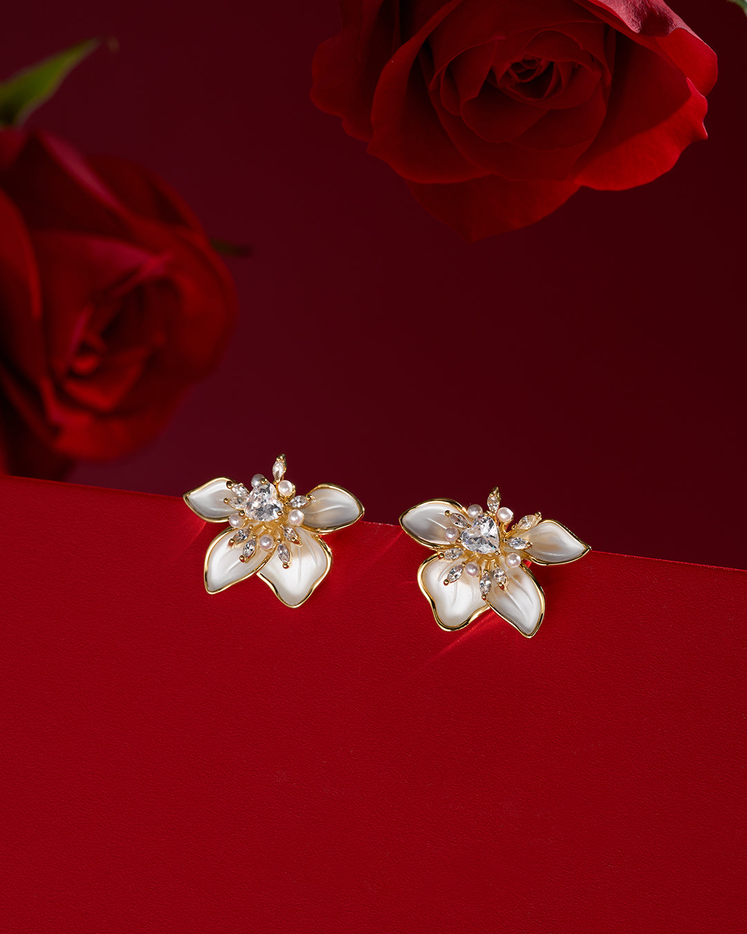  Enamel Flower Stud Earrings