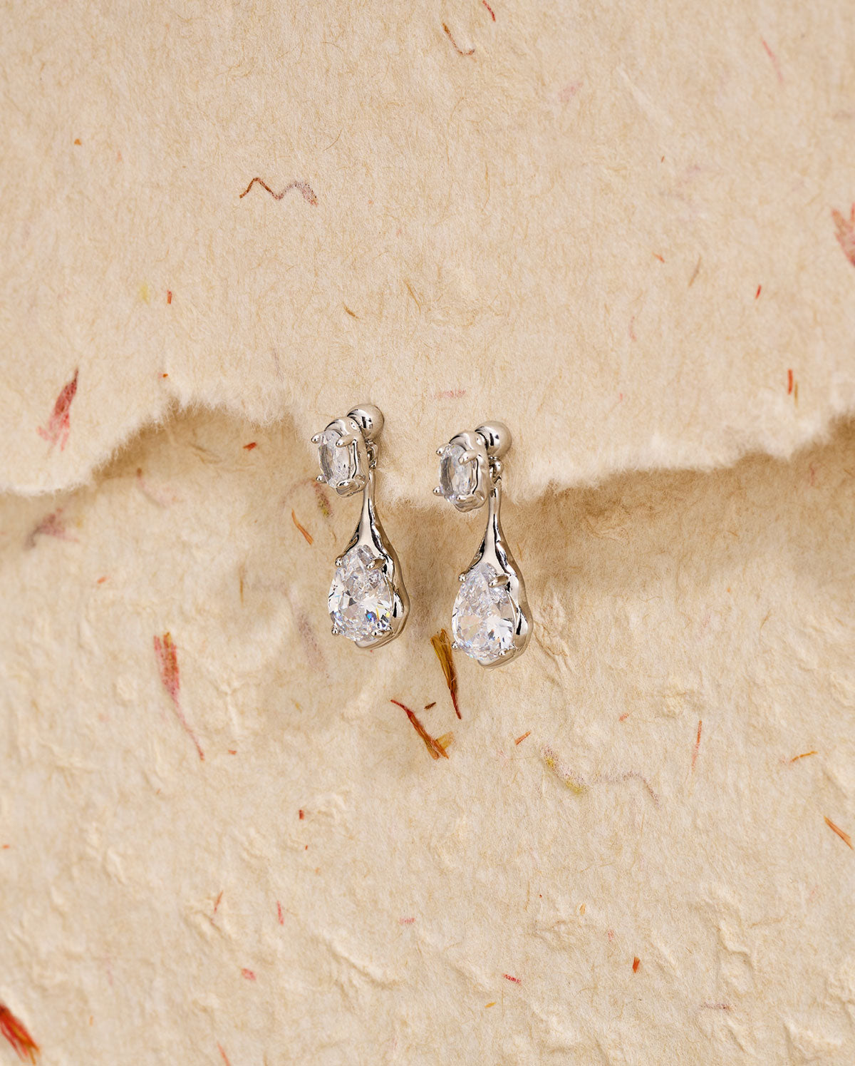 2PCS Teardrop CZ Threader Drop Earrings
