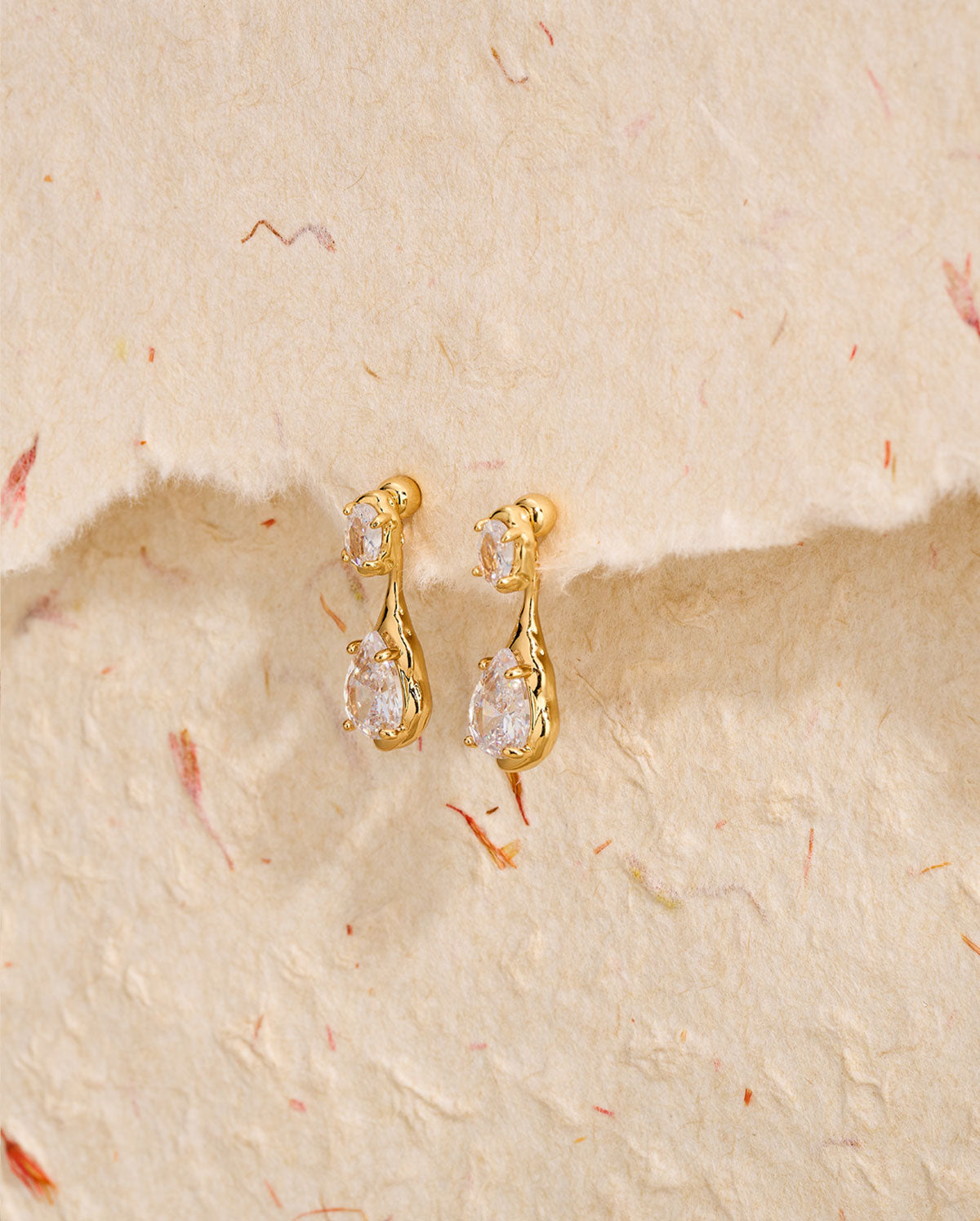 2PCS Teardrop CZ Threader Drop Earrings