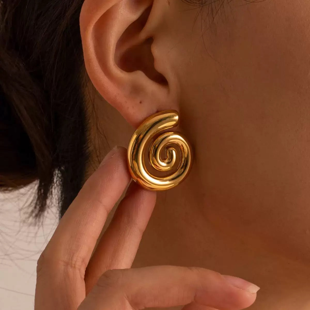 gold Spiral Statement Earrings